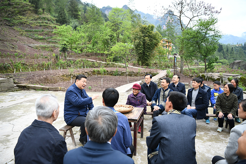 2019年4月15日，習(xí)近平總書(shū)記在重慶石柱土家族自治縣中益鄉(xiāng)華溪村同村民代表、基層干部、扶貧干部、鄉(xiāng)村醫(yī)生等圍坐在一起，共話(huà)脫貧攻堅(jiān)。